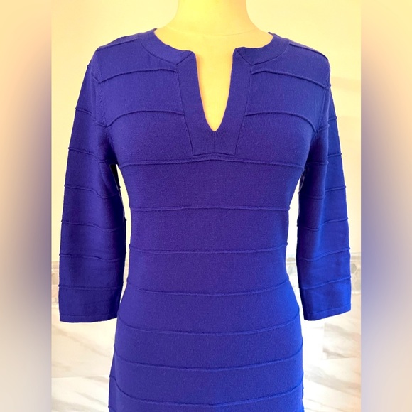 Antonio Melani Fine Merino Wool 3/4 Sleeves Purple Sweater Dress M - Picture 4 of 10